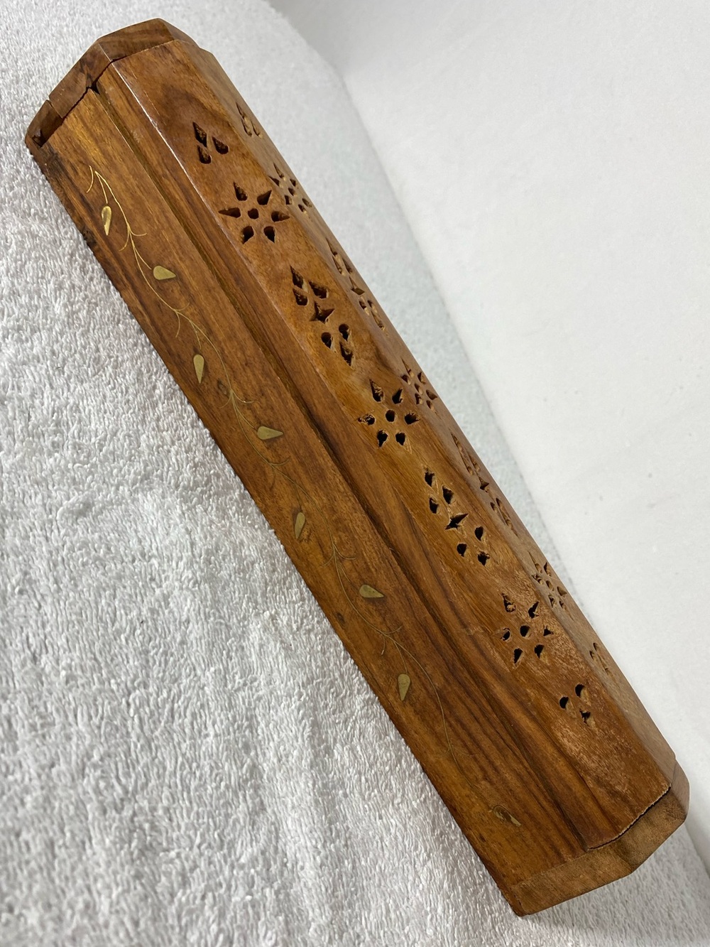 Vintage Hand Carved Sheesham Wood Wooden Incense Burner Box Holder